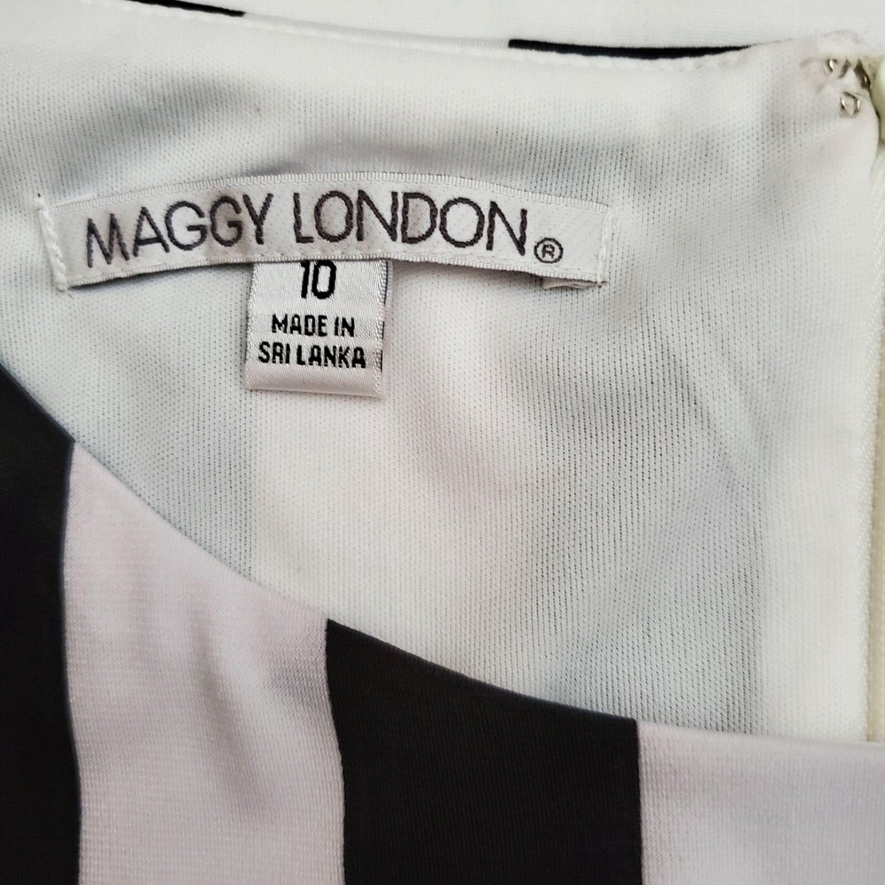 Maggy London Womens Stripe Printed Sleeveless Sheath Jersey Midi Dress Sz 10 NWT - Picture 6 of 14